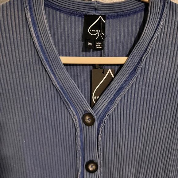 NWT Spades Ribbed Mineral Wash Distressed Button Front Cardigan size M - Picture 7 of 10